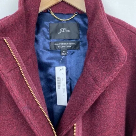 NWT J.Crew 6 Cocoon Coat Italian Stadium Cloth Wool Burgundy Red - Picture 4 of 11